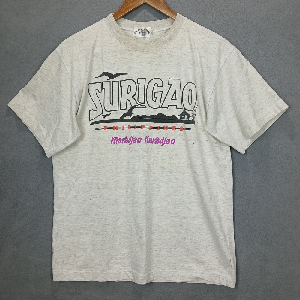 Crazy Eddie T Shirt Mens Large Heather Gray Graphic Surigao Philippines Souvenir